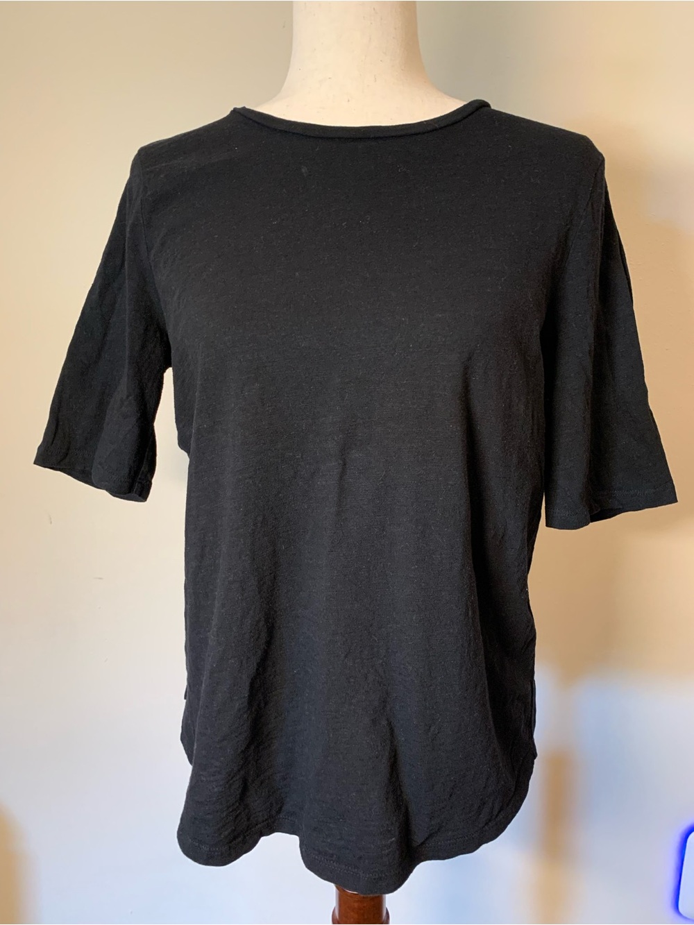 Eileen Fisher Black Short-Sleeve Crewneck Tee